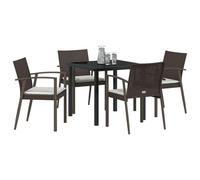 vidaXL Ensemble de Salle à Manger pour Jardin 5 pcs Marron Poly rotin, Ensemble de Jardin et terrasse, Moderne, résistant aux UV, mobilier d’extérieur, déco de Patio, Lounge al Fresco