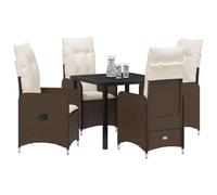 Vidaxl Set De Salle À Manger De Jardin 5 Pièces Avec Coussins Marron Poly Rattan Marron