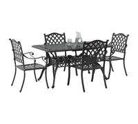 vidaXL Ensemble de Salle à Manger pour Jardin 5 pcs Noir Aluminium, Ensemble de Salle à Manger rectangulaire, Meubles en Aluminium, Jardin et terrasse, Parfait pour socialiser