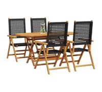 Ensemble De Jardin 5 Pièces Vidaxl Noir En Bois D'acacia Et Résine Tressée