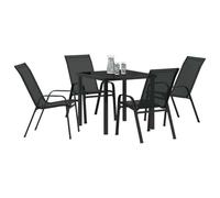 vidaXL Ensemble de Salle à Manger pour Jardin 5 pcs Noir, Ensemble Repas Jardin et terrasse, résistant aux UV, mobilier Contemporain, Super Durable!