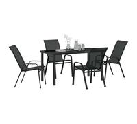 Ensemble de salle à manger de jardin 5 pièces Textilène noir et acier 3379116