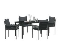 Vidaxl Ensemble De 5 Pièces De Salle À Manger De Jardin Avec Coussins Noir En Rotin Poly