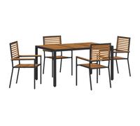 vidaXL Ensemble de Salle à Manger pour Jardin 5 pcs Noir et Marron, Ensemble de Repas Jardin Moderne, Meubles extérieurs, Table rectangulaire, chaises en Poly rotin ergonomiques
