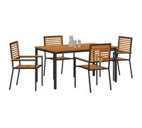 vidaXL Ensemble de Salle à Manger pour Jardin 5 pcs Noir et Marron, Ensemble Repas Jardin et terrasse, Table rectangulaire Moderne, mobilier en Poly rotin pour Patio, Confort assuré