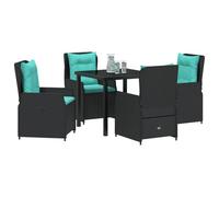 vidaXL Ensemble de Salle à Manger pour Jardin 5 pcs Noir Poly rotin, Ensemble de Jardin et terrasse, rectangulaire, Contemporain, accoudoirs réglables, Rattan, mobilier d'extérieur résistant.
