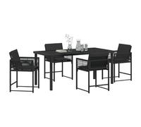Vidaxl Ensemble De Salle À Manger De Jardin 5 Pièces Avec Coussins Noir Rattan Poly