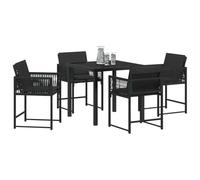 vidaXL Ensemble de Salle à Manger pour Jardin 5 pcs Noir polyrotin, Ensemble de Repas al Fresco, mobilier de Jardin Moderne, Confortable et élégant pour l'extérieur,