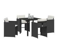 vidaXL Ensemble de Salle à Manger pour Jardin 5 pcs Noir polyrotin, Mobilier en rotin Moderne pour Jardin et terrasse, Repas Durable, Espace Lounge, agencement été