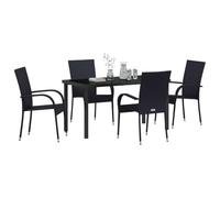 vidaXL Ensemble de Salle à Manger pour Jardin 5 pcs Noir, Set de Salle à Manger al Fresco, Meubles de Jardin contemporains pour Le Divertissement en extérieur, Durable pour Les espaces de Jardin