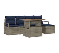 vidaXL Ensemble de Salle à Manger pour Jardin 6 pcs Gris et Marine, Salon d'extérieur Moderne, Ensemble léger et résistant aux intempéries, Parfait pour Le Jardin et la terrasse