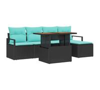 vidaXL Ensemble de Salle à Manger pour Jardin 6 pcs Noir et Sarcelle, Salon d'extérieur Moderne, Ensemble léger et résistant aux intempéries, Parfait pour Le Jardin et la terrasse