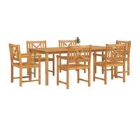 vidaXL Ensemble de salle à manger pour jardin extérieur 7 pièces en acacia, bois rustique Marron