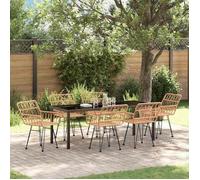 vidaXL Ensemble de salle à manger pour jardin 7 pc Marron 3379182