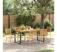 Vidaxl Ensemble De Salle À Manger Pour Jardin 7 Pcs Beige Et Marron