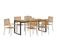 vidaXL Ensemble de Salle à Manger pour Jardin 7 pcs Beige et Marron, Ensemble de Jardin Chic, mobilier extérieur Moderne, agencement stylé pour Repas en Plein air