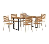 vidaXL Ensemble de Salle à Manger pour Jardin 7 pcs Beige, Jardin et terrasse, Set Moderne en Acacia pour Repas en Plein air, Collection étanche, idéal pour recevoir