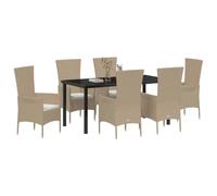 vidaXL Ensemble de Salle à Manger pour Jardin 7 pcs Beige polyrotin, Ensemble de Salle à Manger Moderne, Meubles de Jardin résistants, Ensemble léger pour Patio, Chic pour l'extérieur