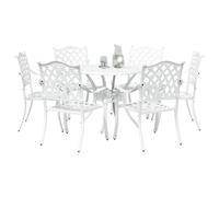 vidaXL Ensemble de Salle à Manger pour Jardin 7 pcs Blanc Aluminium, Ensemble de Jardin en Aluminium, Table Traditionnelle, Meubles résistant aux intempéries pour Vos Repas d'été