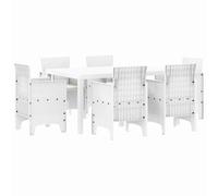 vidaXL Ensemble de Salle à Manger pour Jardin 7 pcs Blanc Rattan Polt, Ensemble de Jardin, mobilier Moderne de terrasse, Collection al Fresco, Ensemble rectangulaire, Loisirs en extérieur