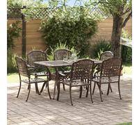 vidaXL Ensemble de Salle à Manger pour Jardin 7 pcs Bronze Aluminium, Ensemble de Salle à Manger rectangulaire, Meubles en Aluminium, Jardin et terrasse, Parfait pour socialiser