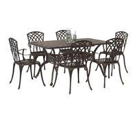 vidaXL Ensemble de Salle à Manger pour Jardin 7 pcs Bronze Aluminium, Ensemble de Salle à Manger rectangulaire, Meubles en Aluminium, Jardin et terrasse, Parfait pour socialiser