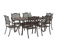vidaXL Ensemble de Salle à Manger pour Jardin 7 pcs Bronze Aluminium, Ensemble de Salle à Manger rectangulaire, Meubles en Aluminium, Jardin et terrasse, Parfait pour socialiser