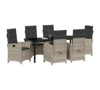 vidaXL Ensemble de Salle à Manger pour Jardin 7 pcs Gris Clair, Ensemble de Jardin et terrasse, Table à Manger Moderne en Poly rotin, mobilier résistant aux intempéries, Dossier Ajustable