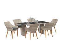 vidaXL Ensemble de Salle à Manger pour Jardin 7 pcs Gris Clair, Mobilier d'extérieur Moderne, Table rectangulaire pour dîner, Assise élégante pour Terrace, Style Minimaliste