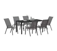 vidaXL Ensemble de Salle à Manger pour Jardin 7 pcs Gris, Ensemble Repas Jardin et terrasse, résistant aux UV, mobilier Contemporain, Super Durable!