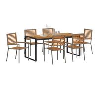 vidaXL Ensemble de Salle à Manger pour Jardin 7 pcs Gris et Marron, Ensemble de Jardin Chic, mobilier extérieur Moderne, agencement stylé pour Repas en Plein air