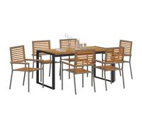 vidaXL Ensemble de Salle à Manger pour Jardin 7 pcs Gris et Marron, Ensemble de Jardin Chic, mobilier extérieur Moderne, agencement stylé pour Repas en Plein air