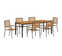 vidaXL Ensemble de Salle à Manger pour Jardin 7 pcs Gris et Marron, Ensemble Repas Jardin et terrasse, Table rectangulaire Moderne, mobilier en Poly rotin pour Patio, Confort assuré