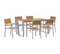 vidaXL Ensemble de Salle à Manger pour Jardin 7 pcs Gris, Ensemble de Jardin Moderne, Table rectangulaire en Acacia, mobilier Solide pour Repas en Plein air