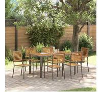 vidaXL Ensemble de salle à manger pour jardin 7 pcs Gris et marron, Ensemble de repas jardin moderne, meubles extérieurs,3365441
