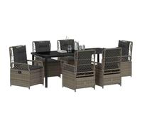 vidaXL Ensemble de Salle à Manger pour Jardin 7 pcs Gris polyrotin, Ensemble de Jardin et terrasse, mobilier Moderne, Repas en Plein air, sièges Confortables, été, Ambiance Alfresco