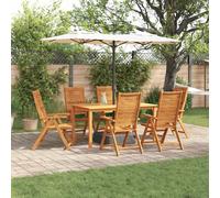 vidaXL Ensemble de Salle à Manger pour Jardin 7 pcs Marron, Ensemble de Jardin en Acacia, mobilier extérieur Rustique, résistant aux intempéries, assises Beige Marron