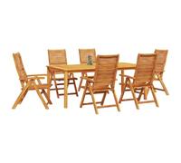 vidaXL Ensemble de Salle à Manger pour Jardin 7 pcs Marron, Ensemble de Jardin en Acacia, mobilier extérieur Rustique, résistant aux intempéries, assises Beige Marron