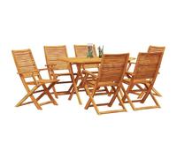 vidaXL Ensemble de Salle à Manger pour Jardin 7 pcs Marron, Ensemble de Jardin, mobilier en Acacia Rustique, Parfait pour Repas en terrasse, Moments conviviaux en extérieur