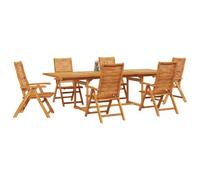 vidaXL Ensemble de Salle à Manger pour Jardin 7 pcs Marron, Ensemble de Salle à Manger en Acacia, mobilier Tendance pour Jardin, Table et chaises sur la terrasse