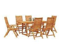 vidaXL Ensemble de Salle à Manger pour Jardin 7 pcs Marron, Ensemble Repas en Acacia pour Jardin et terrasse, Meubles d'extérieur rustiques, Table Pliante, sièges Beiges