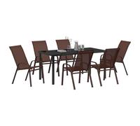 vidaXL Ensemble de Salle à Manger pour Jardin 7 pcs Marron, Ensemble Repas Jardin et terrasse, résistant aux UV, mobilier Contemporain, Super Durable!