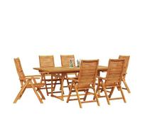 vidaXL Ensemble de Salle à Manger pour Jardin 7 pcs Marron, Expérience de Repas en Plein air, Ensemble en Acacia Rustique, Table et chaises, Coin Lounge Compact
