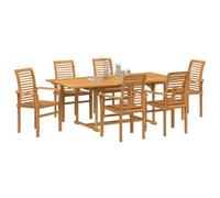 vidaXL Ensemble de Salle à Manger pour Jardin 7 pcs Marron, Jardin et terrasse, sièges extérieurs rustiques, Ensemble de Salon en Bois Ergonomique, mobilier résistant aux intempéries, Espace détente