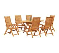 vidaXL Ensemble de Salle à Manger pour Jardin 7 pcs Marron, Mobilier de Jardin, Ensemble de Salle à Manger Rustique, Bois d'acacia, sièges pliants pour Vos Repas Dehors