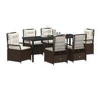 vidaXL Ensemble de Salle à Manger pour Jardin 7 pcs Marron polyrotin, Ensemble de Jardin et terrasse, mobilier Moderne, Repas en Plein air, sièges Confortables, été, Ambiance Alfresco