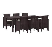 vidaXL Ensemble de Salle à Manger pour Jardin 7 pcs Marron Rattan Polt, Ensemble de dîner élégant pour Jardin, mobilier d'extérieur léger, Durable, Design Minimaliste pour familles