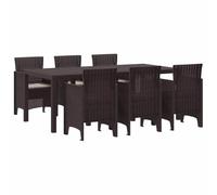 vidaXL Ensemble de Salle à Manger pour Jardin 7 pcs Marron Rattan Polt, Ensemble Moderne pour Jardin et terrasse, Table rectangulaire extérieure, mobilier Robuste pour Repas en Famille