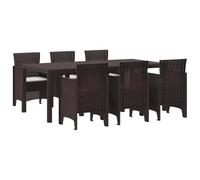 vidaXL Ensemble de Salle à Manger pour Jardin 7 pcs Marron Rattan Polt, Ensemble Moderne pour Jardin et terrasse, Table rectangulaire extérieure, mobilier Robuste pour Repas en Famille