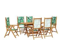 vidaXL Ensemble de Salle à Manger pour Jardin 7 pcs Motif Feuille, Ensemble de Jardin, Meubles d'extérieur Tendance, terrasse élégante pour des Repas conviviaux en Plein air